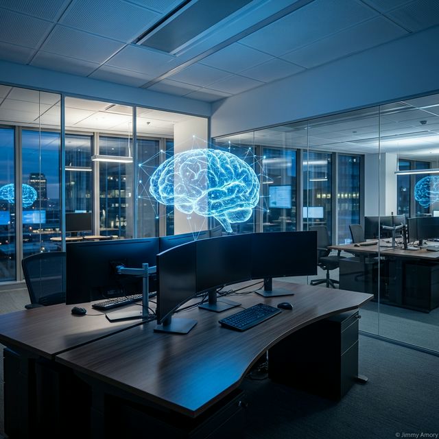 Concept d'automatisation IA dans un bureau moderne